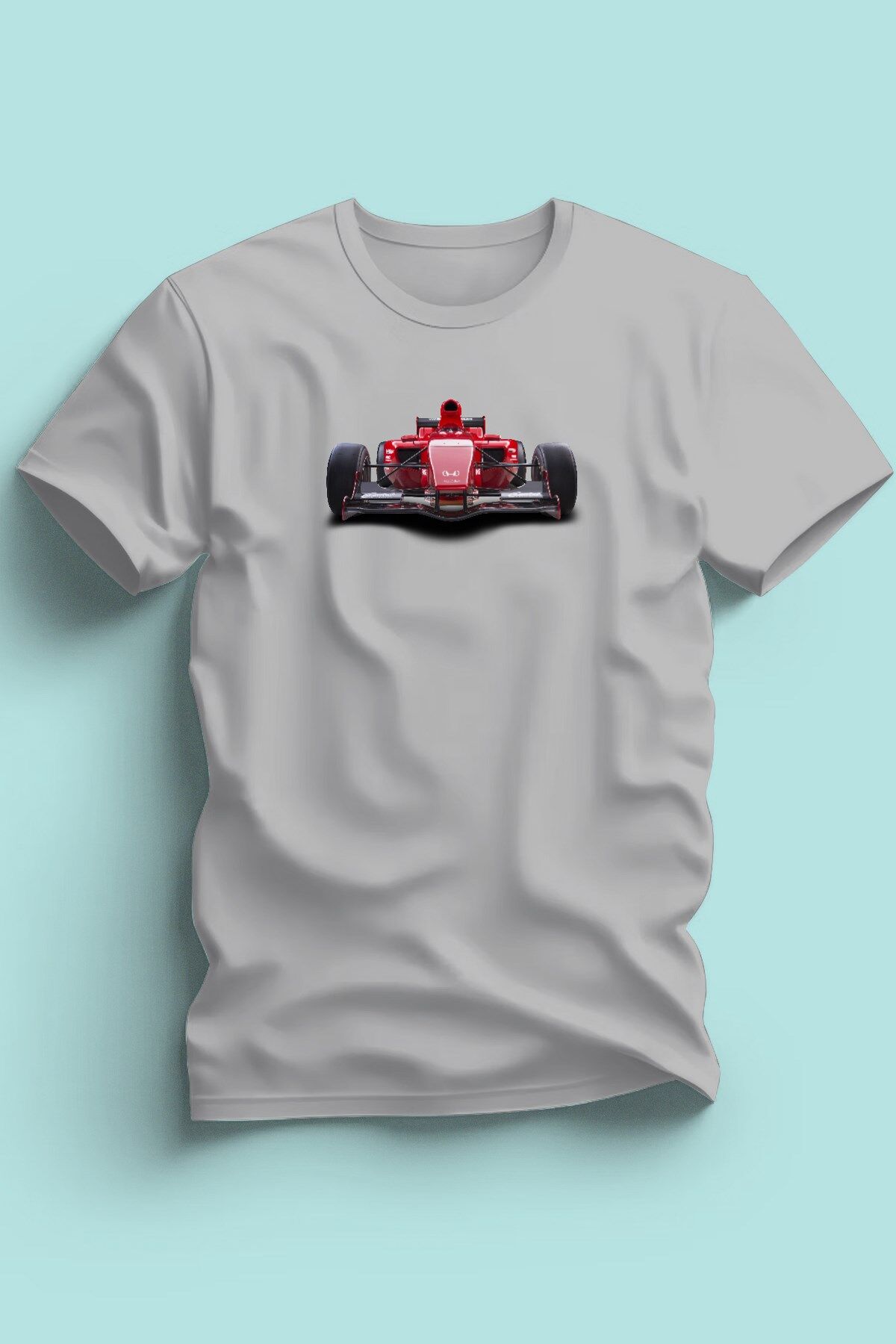 Maki Home Erkek Formula Kırmızı Yarış Arabası Baskılı Gri Tshirt 5 6 7 8 9 10 11 12 13 14 yaş tişört