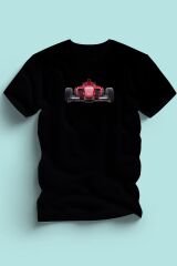 Maki Home Erkek Formula Kırmızı Yarış Arabası Baskılı Siyah Tshirt 5 6 7 8 9 10 11 12 13 14 yaş