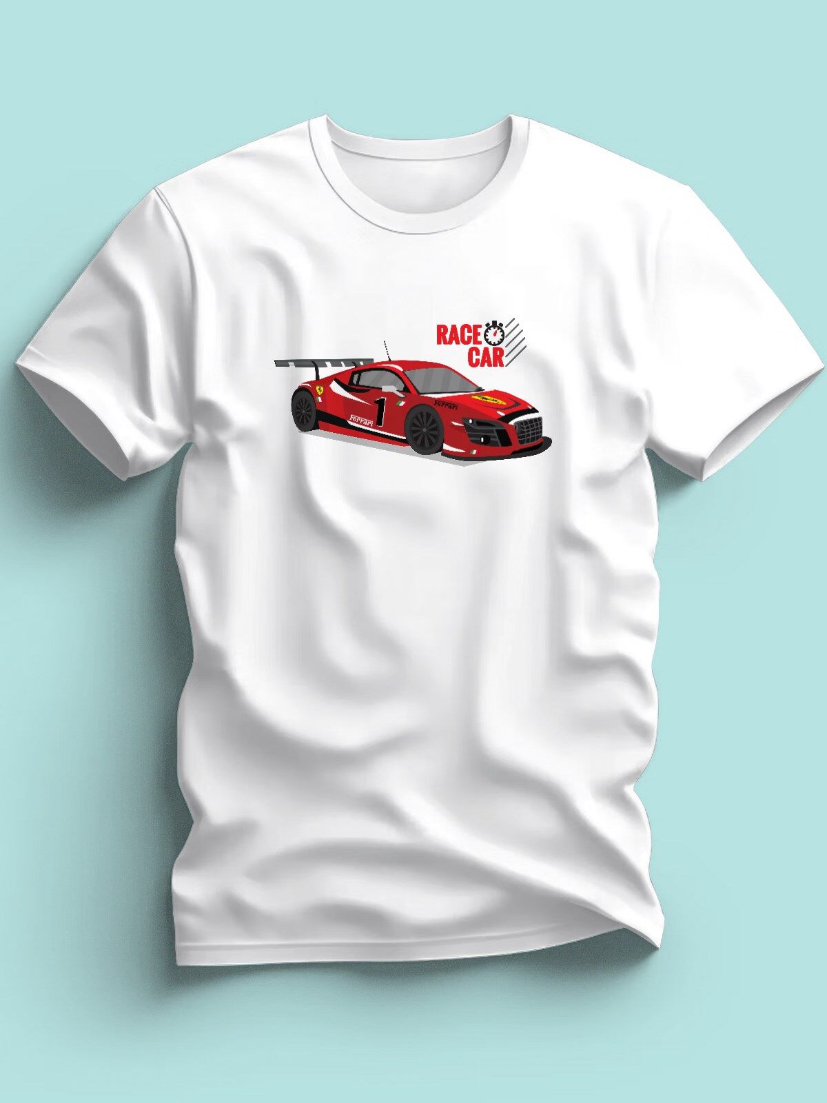 Maki Home Erkek Kırmızı Yarış Arabası Baskılı Beyaz Tshirt 5 6 7 8 9 10 11 12 13 14 yaş tişört