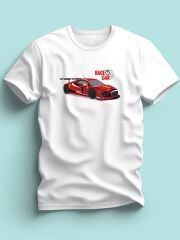Maki Home Erkek Kırmızı Yarış Arabası Baskılı Beyaz Tshirt 5 6 7 8 9 10 11 12 13 14 yaş tişört