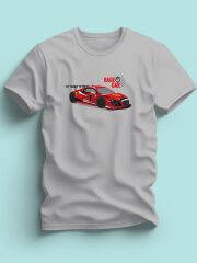 Maki Home Erkek Kırmızı Yarış Arabası Baskılı Gri Tshirt 5 6 7 8 9 10 11 12 13 14 yaş tişört