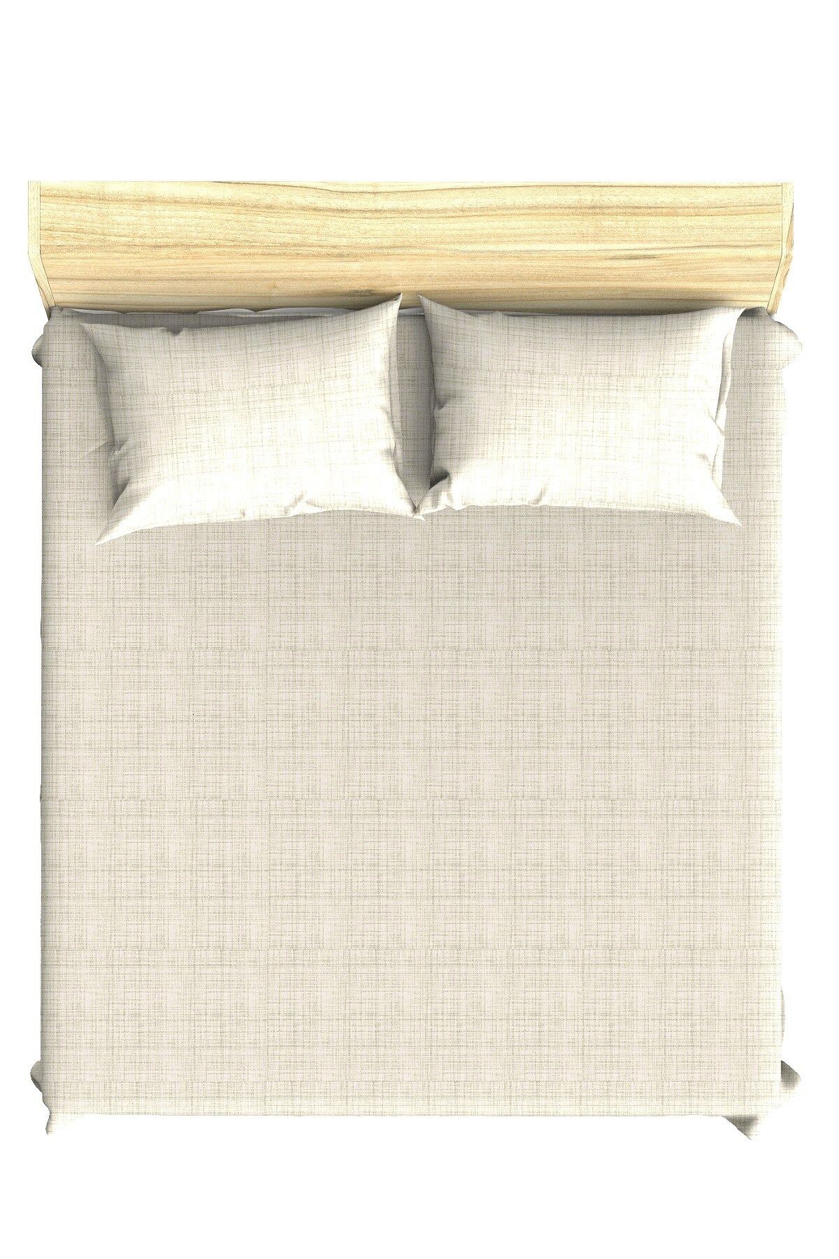 Maki Home Pamuklu Kırçıl Efektli Bej 120x200+50x70 Polycotton Tek Kişilik Lastikli Çarşaf Seti