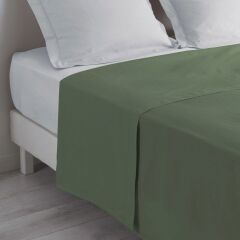 Makiteks %100 Pamuklu Yosun Yeşili 160x240 Tek Kişilik Yataklara Uygun Lastiksiz Düz Çarşaf