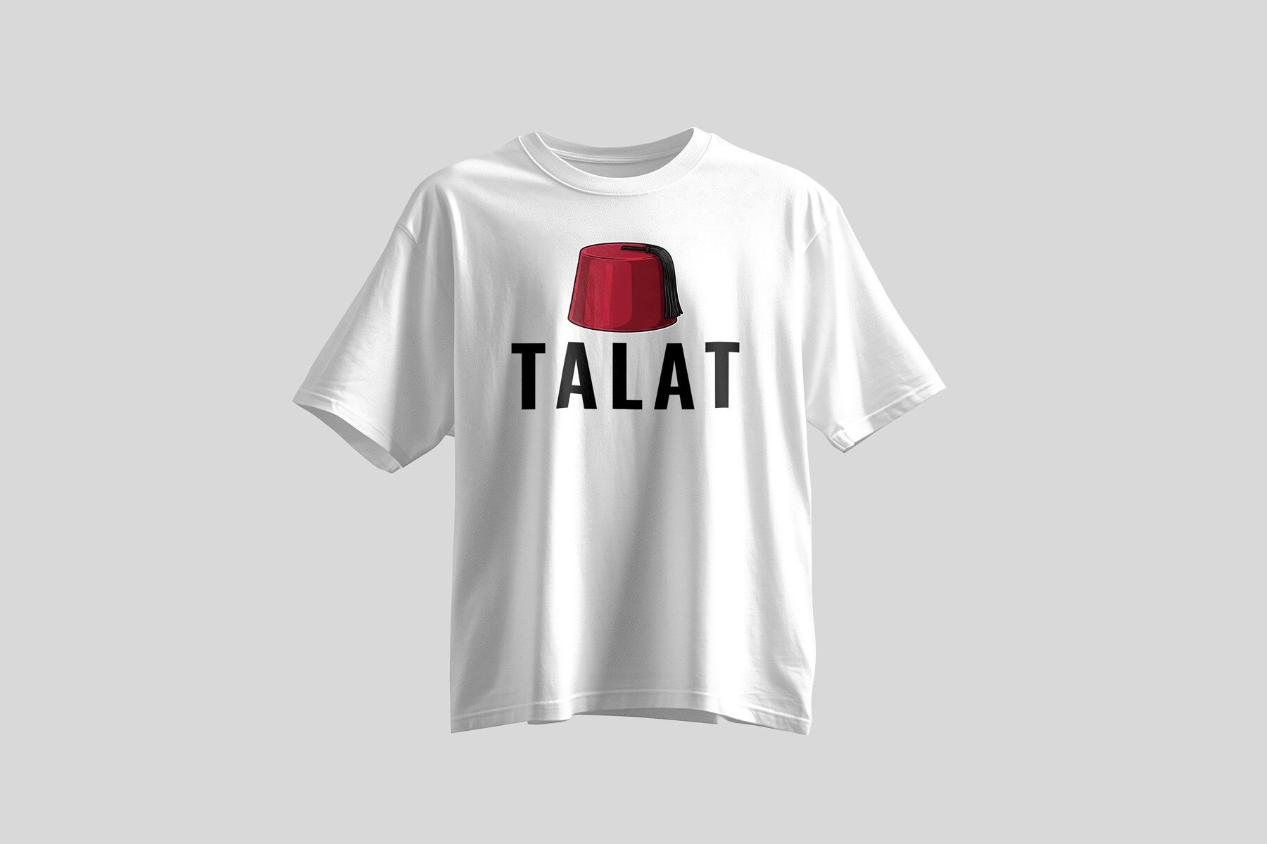 Tolga Turan Özel Seri Unisex Kısa Kollu Talat Pasa Baskılı Beyaz Tshirt