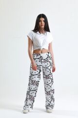 Aytok Pamuklu Hello Kitty Oversize Beyaz Eşofman Altı