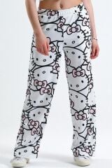 Aytok Pamuklu Hello Kitty Oversize Beyaz Eşofman Altı