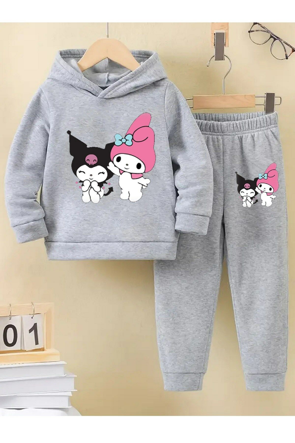 Aytok kuromi gri kız çocuk eşofman takımı beli lastikli rahat 5 6 7 8 9 10 11 12 yaş