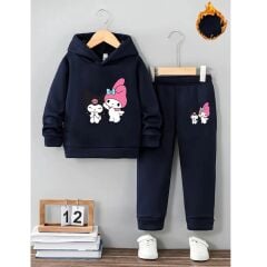 Aytok kuromi lacivert kız çocuk eşofman takımı beli lastikli rahat 5 6 7 8 9 10 11 12 yaş