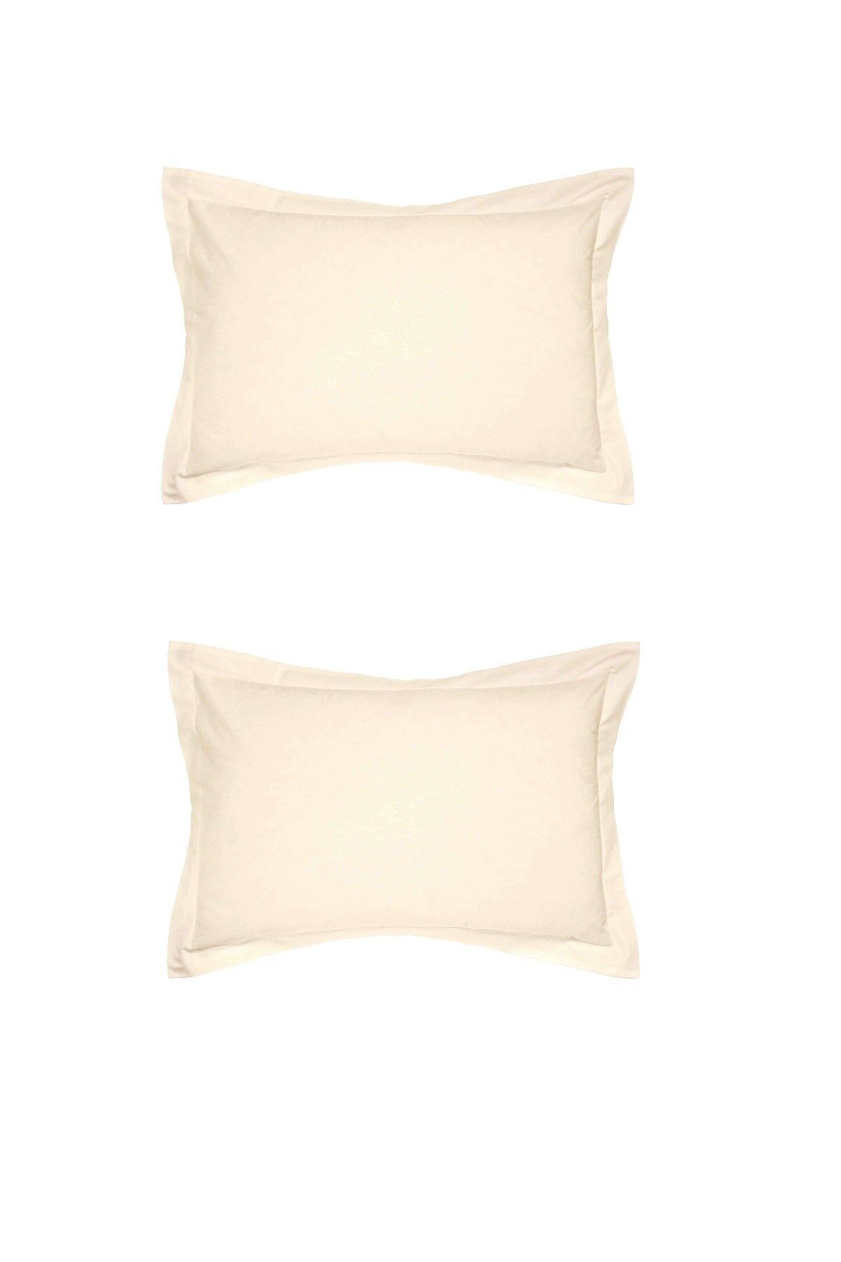 Maki Home %100 Pamuklu Volanlı Süs Dikişli Ekru 2 Adet 50x70 Yastık Kılıfı