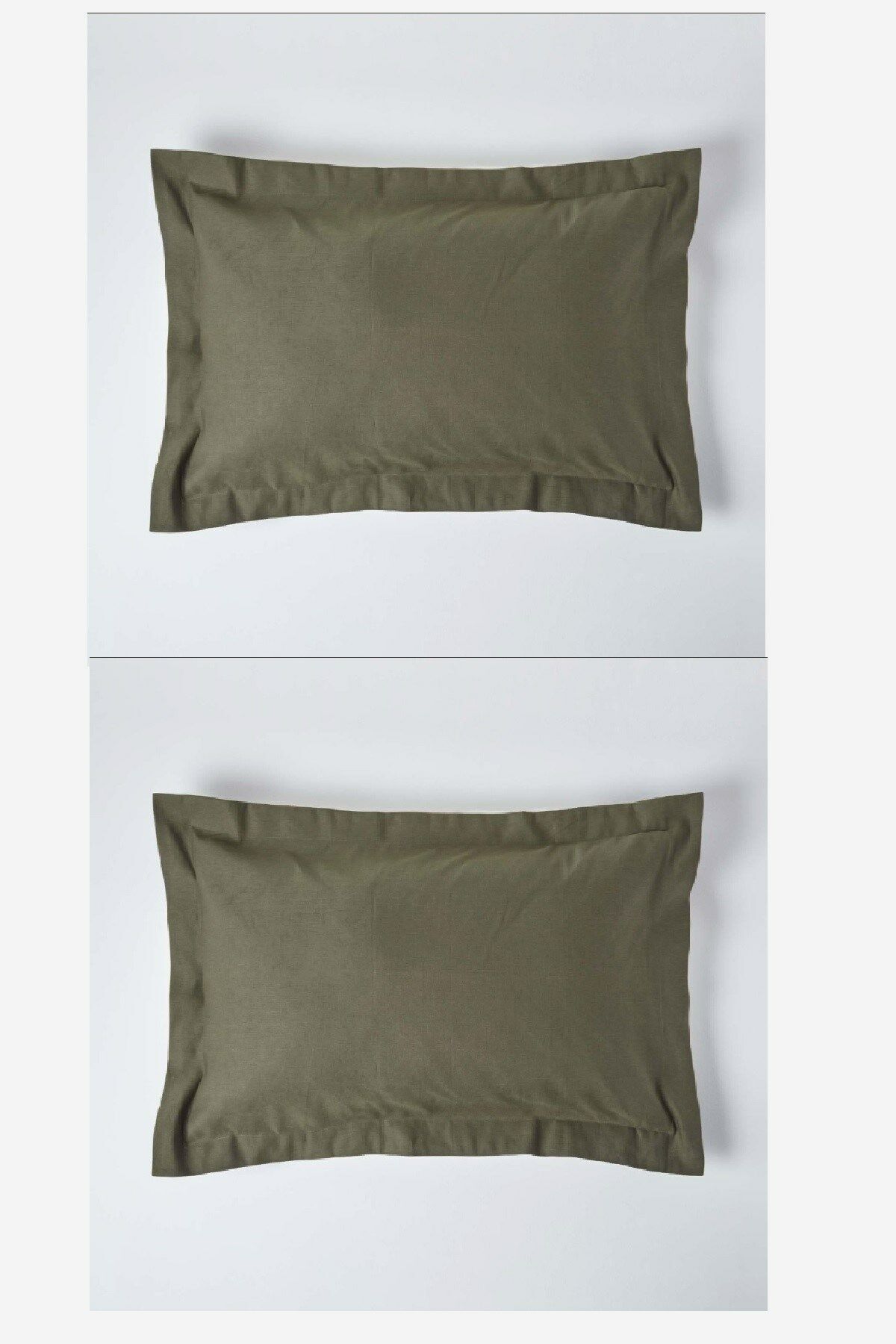 Maki Home %100 Pamuklu Volanlı Süs Dikişli Haki Yeşil 2 Adet 50x70 Yastık Kılıfı