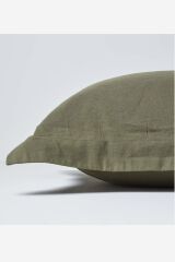 Maki Home %100 Pamuklu Volanlı Süs Dikişli Haki Yeşil 2 Adet 50x70 Yastık Kılıfı