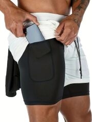 Kadın Erkek Spor Fitness Antrenman Koşu Yoga Pilates Halı Saha Taytlı Sporcu Şortu Beyaz XL