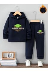 Aytok minecraft lacivert logo kız erkek çocuk eşofman takımı beli lastikli 5 6 7 8 9 10 11 12 yaş