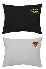 Maki Home %100 Pamuklu Süper Kahramanlar Siyah Gri Batman Superman İki Adet 50x70 Yastık Kılıfı Seti