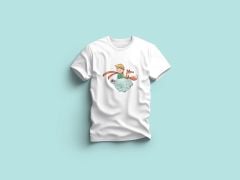 Kaliteli Penye Kadın Erkek Yetişkin Baskılı Beyaz Gri Siyah Tshirt Küçük Prens Beyaz