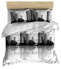 Maki %100 Pamuklu City Çift Kişilik Nevresim ve Yastık Kılıfı Seti - 200x220 + 2*(50x70)
