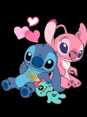 Kaliteli Penye Kadın Erkek Yetişkin Baskılı Beyaz Gri Siyah Tshirt Lilo Stitch Siyah