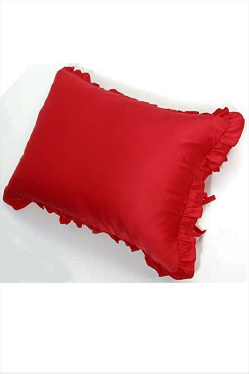 Makiteks %100 Pamuklu Fırfırlı Kırmızı İki Adet 50x70 Yastık Kılıfı