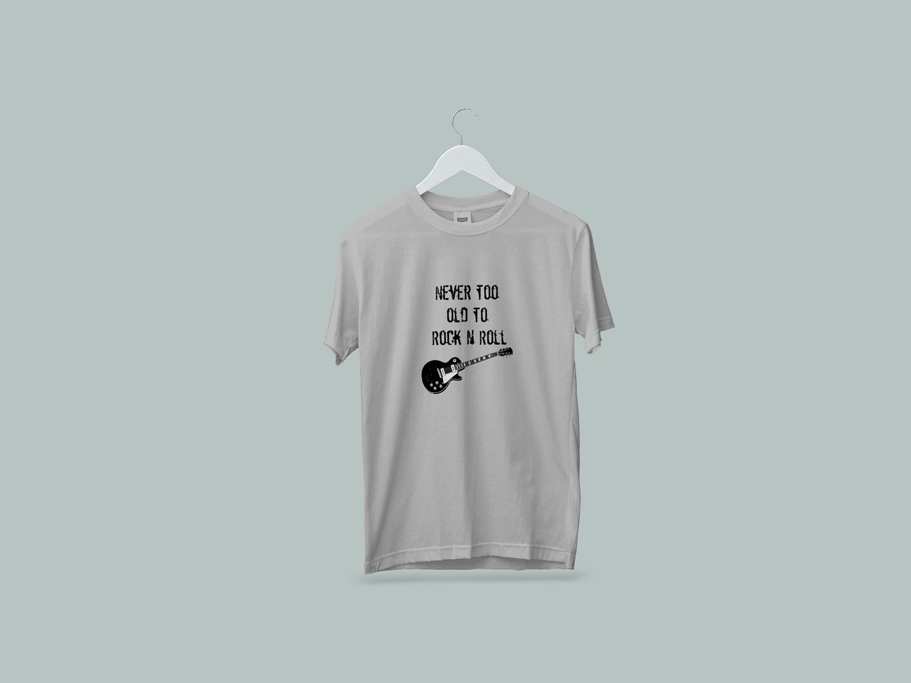 Kaliteli Penye Kadın Erkek Unisex Yetişkin Baskılı Beyaz Gri Tshirt Rock n Roll Tişört Gri