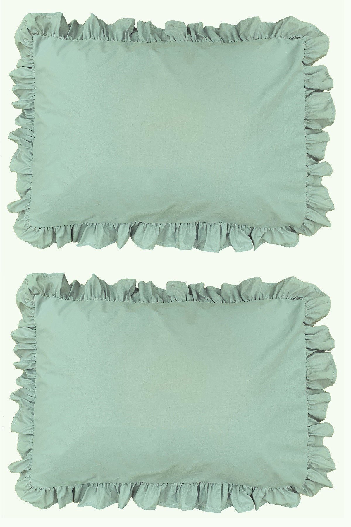 Makiteks %100 Pamuklu Yeşil Fırfırlı İki Adet 50x70 Yastık Kılıfı