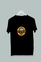 Kaliteli Penye Kadın Erkek Unisex Yetişkin Baskılı Beyaz Gri Siyah Tshirt Guns N Roses Siyah