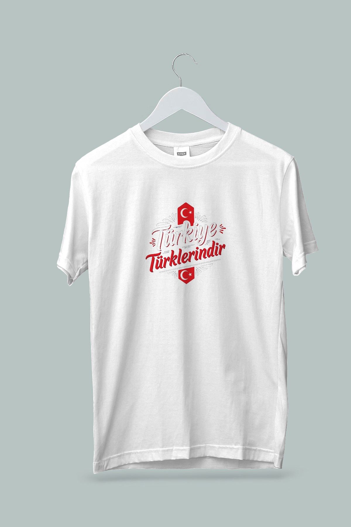 Maki Home Kadın Erkek Unisex Yetişkin Türkiye Türklerindir Baskılı Beyaz Tshirt