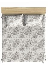 Maki Home %100 Pamuklu Çiçekli Soloi Gri 160x200 + 2*(50x70) Çift Kişilik Lastikli Çarşaf Takımı