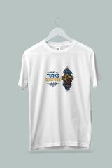 Maki Home Kadın Erkek Unisex Yetişkin Make Turks Gokturk Again II Baskılı Beyaz Tshirt