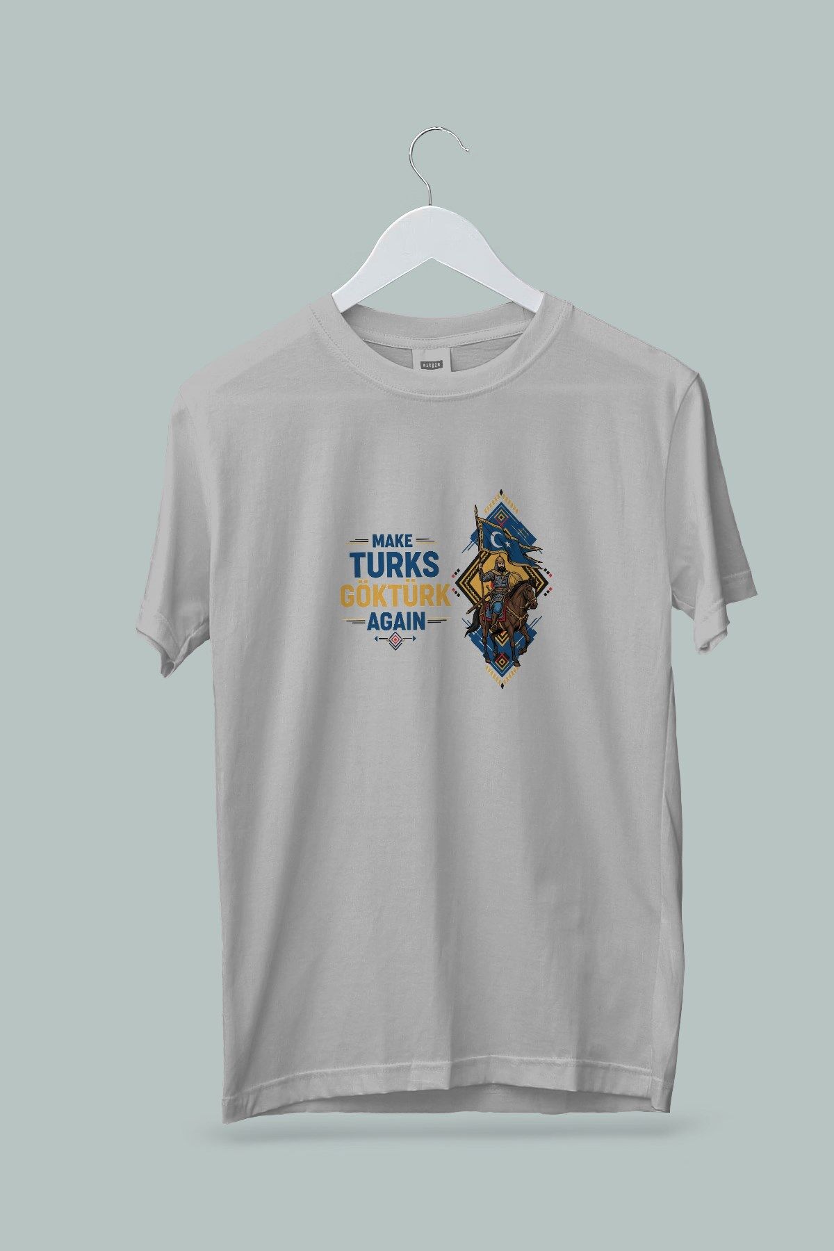Maki Home Kadın Erkek Unisex Yetişkin Make Turks Gokturk Again II Baskılı Gri Tshirt